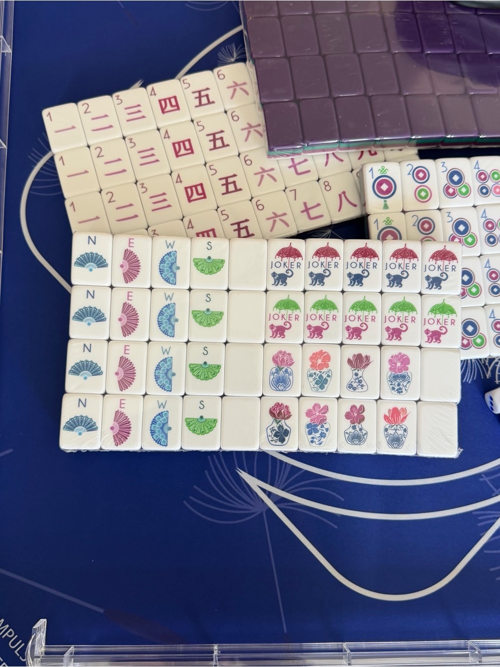 Mahjong Tile, Mat, Racks Set - NEW - Picture 2 of 12